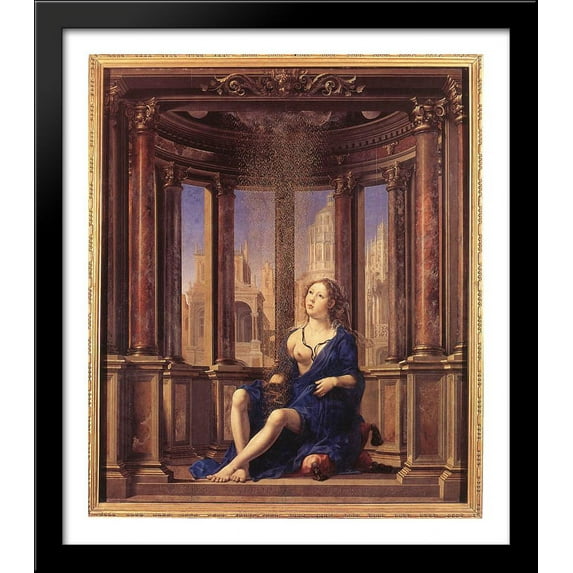 Danaδ 28x32 Large Black Wood Framed Print Art by Jan Gossaert Mabuse