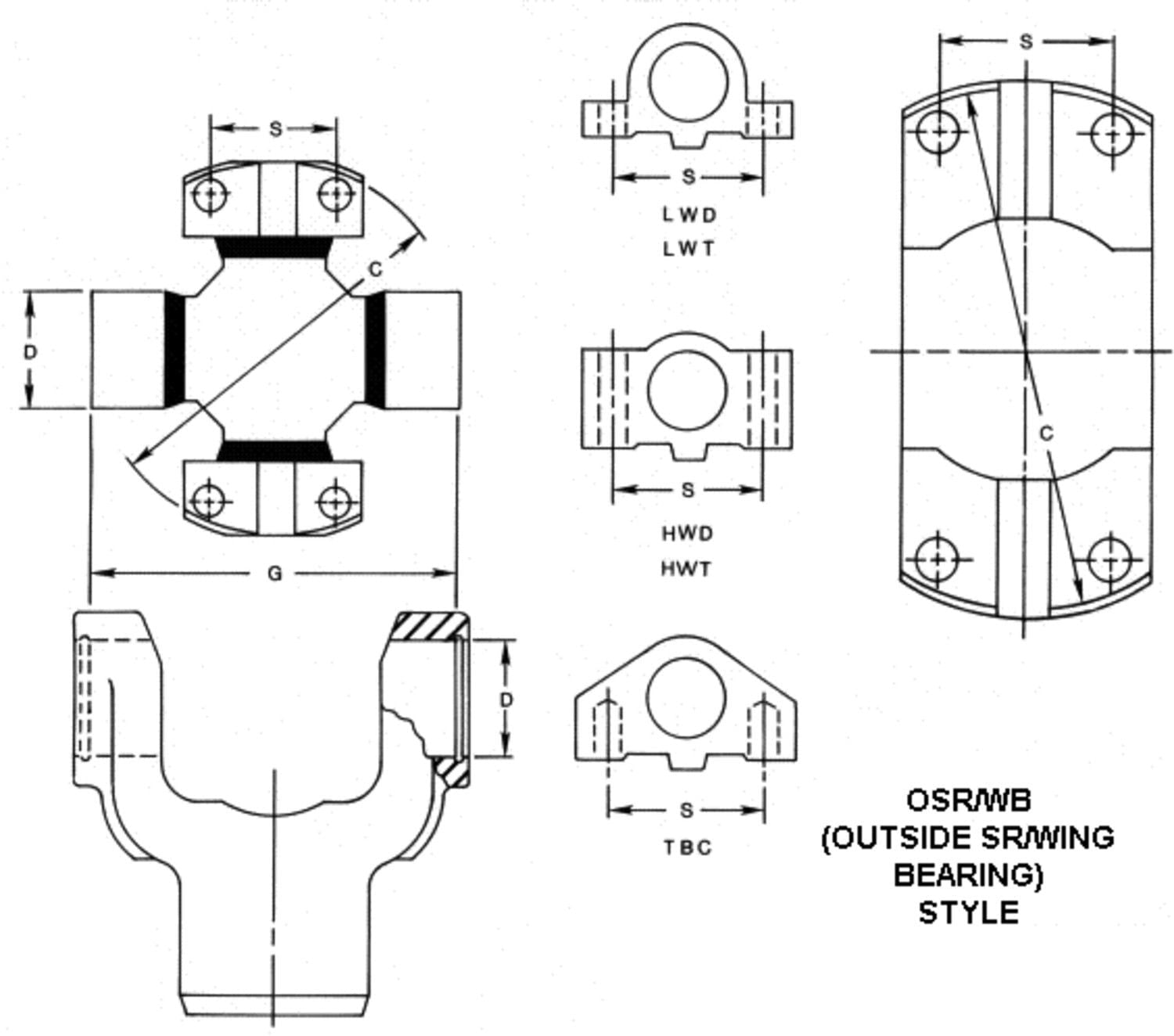 Dana 5-291X Universal Joint Greaseable; Conversion U-Joint 1310 To 2C Series