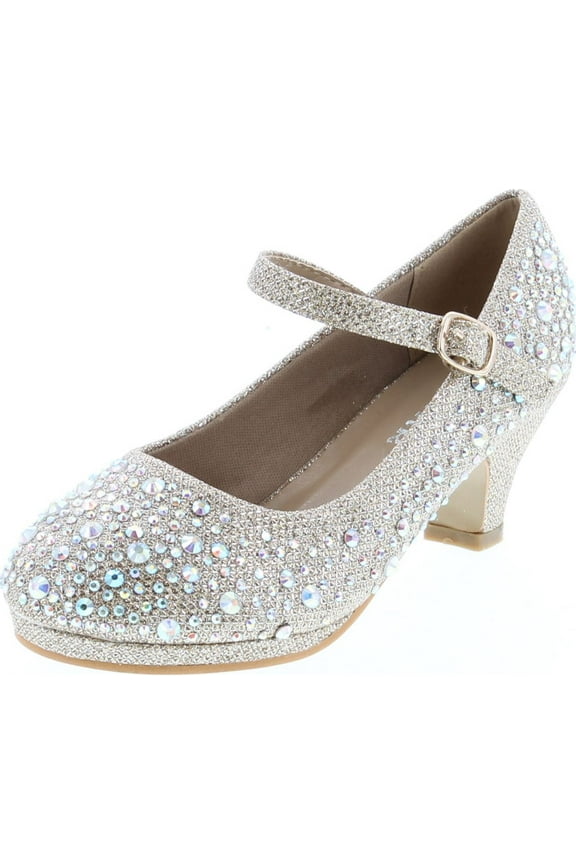 Dana 58K Little Girls Rhinestone Heel Platform Dress Pumps