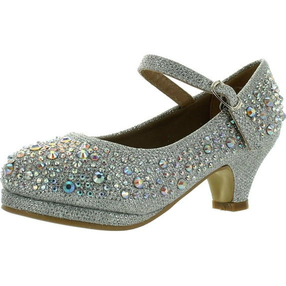 Dana 58K Little Girls Rhinestone Heel Platform Dress
