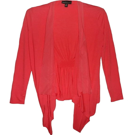 Dana Buchman Chiffon Candy Coral Open-Front Cardigan (XS)