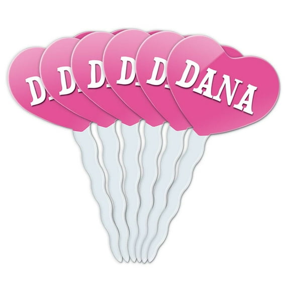 Dana Heart Love Cupcake Picks Toppers - Set of 6
