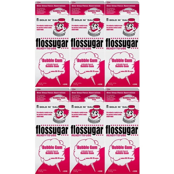 Dana Market - Cotton Candy Flossugar Bubble Gum Flavor - 3.25 Lbs. from each Flavors (Pack of 6)