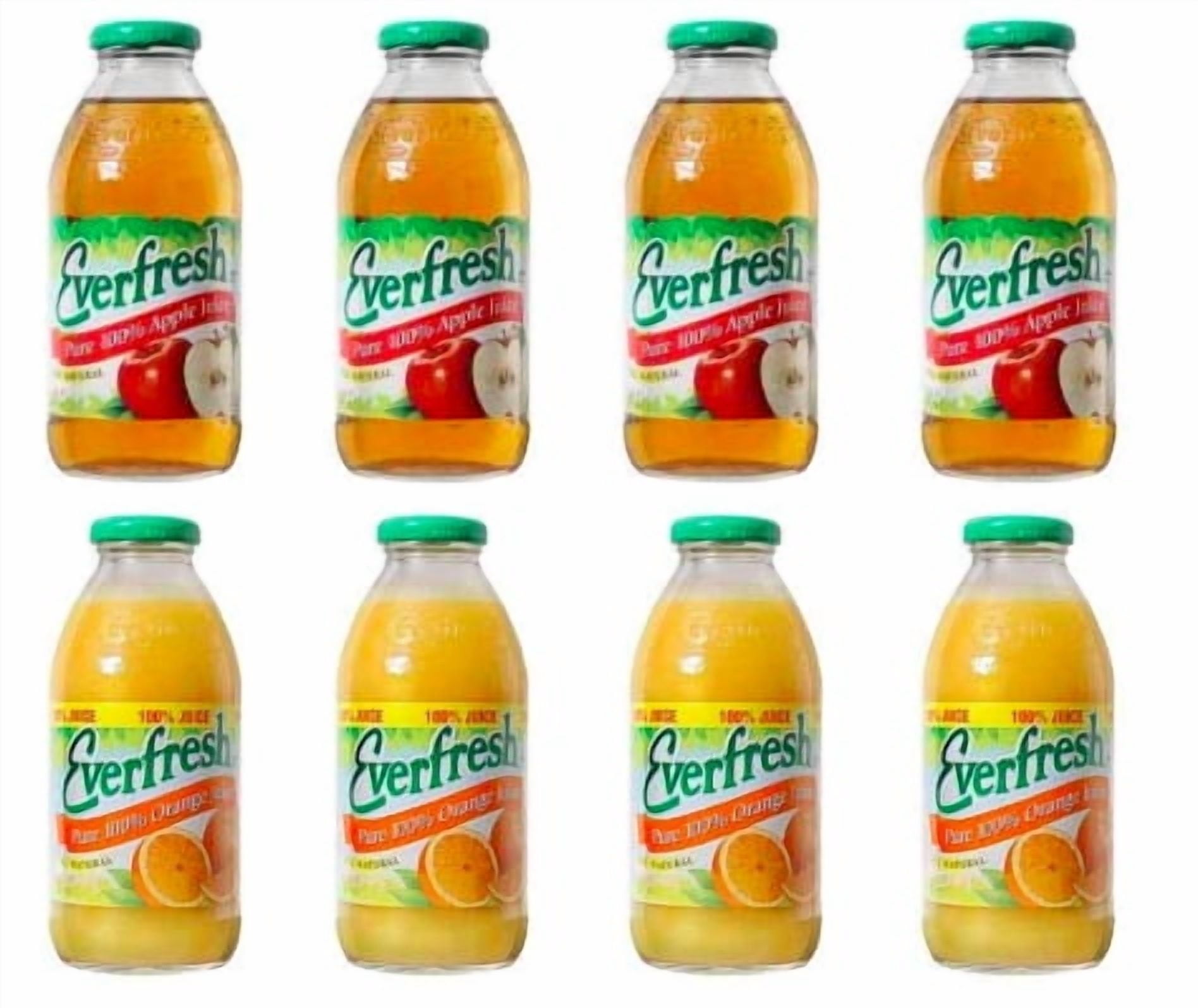 Dana-Market - Variety Everfresh Juice 16 oz. (Pack of 8) Everfresh 100% Apple Juice & Everfresh 100% Orange Juice