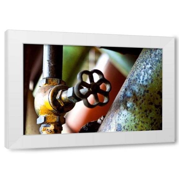 Dana Styber 14x11 White Modern Wood Framed Wall Art Titled - Pipe and Valve