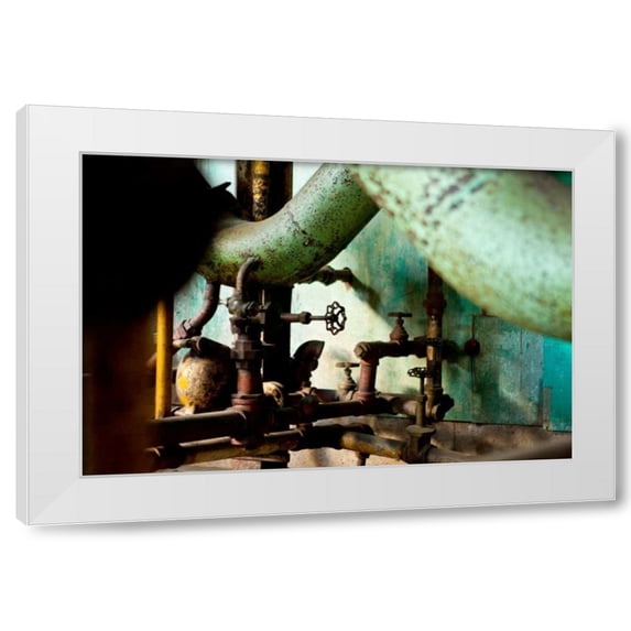 Dana Styber 32x23 White Modern Wood Framed Wall Art Titled - Pipe Junction