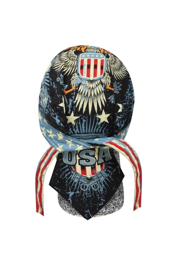 Danbanna American Iron USA Headwrap Doo Rag Skull Cap