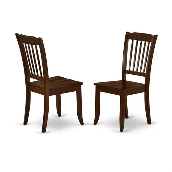 Danbury Dining Room Chair - Contemporary Design, Solid Wood Seat, Customizable, Elegant Curved Legs, 7 Vertical Slats, Rich Mahogany Finish