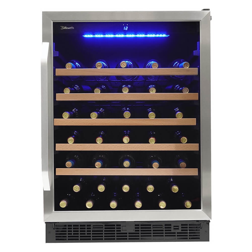 Stainless Steel Built-In Undercounter Wine Cellar with Interior Lighting