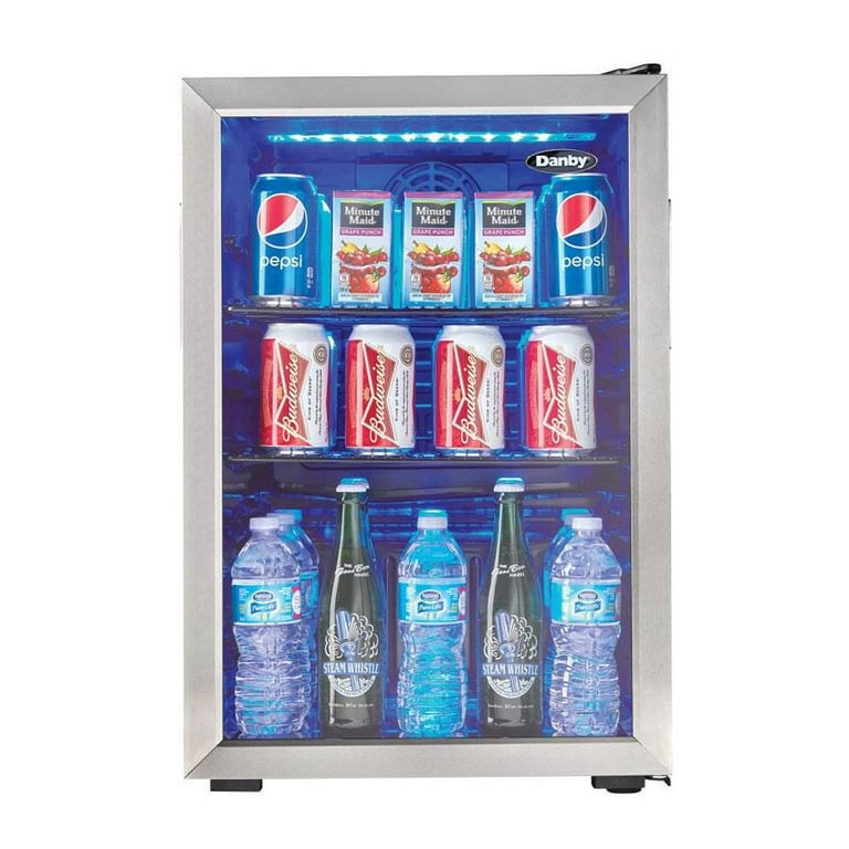 Danby 95 Can 2.6 Cu. Ft. Free Standing Beverage Center Mini Fridge w Glass Door