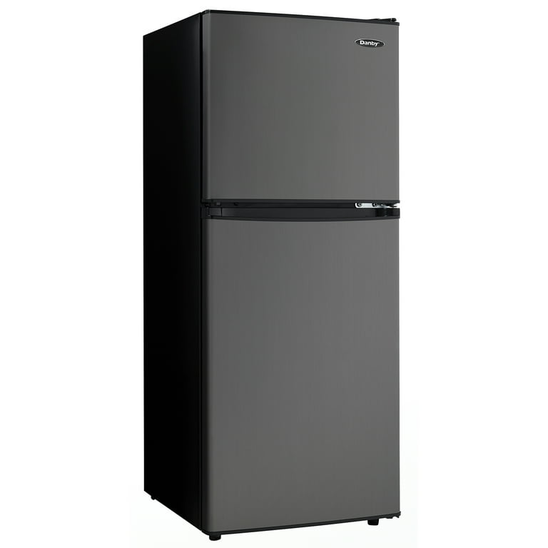 Fcicarn 3.5 Cu. Ft. LockFresh double door fridge with adjustable thermostat  for kitchen, dorm, office or bar, Compact Refrigerator with Freezer, Black