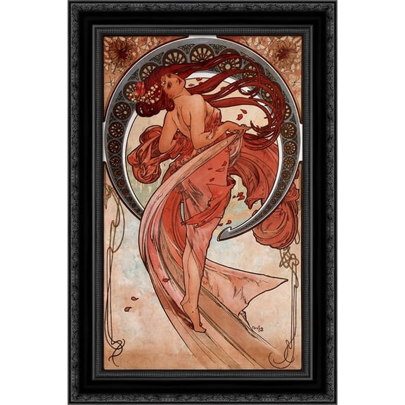 Dance 18x24 Black Ornate Wood Framed Canvas Art by Mucha, Alphonse Maria