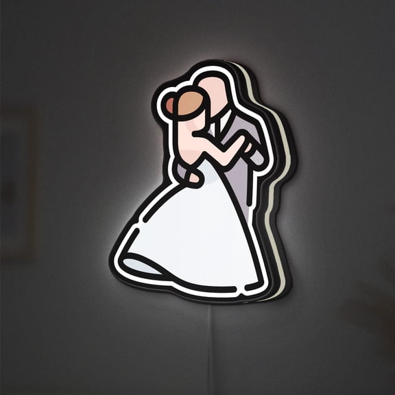 Dance 3D Novelty Light Box, Wedding Couple Romantic Decor, Light Sign, Ideal for Dancers And Lovers (Width 8 inch, 20cm)