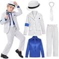 thumbnail image 1 of Dance 80s 90s Disco Outfits for Kids Boys Girls Musical Dance Star Retro Stage Role Play Party Clothes Hip Hop Top Pants Set with Shirt Tuxedo Suit Trouser Tie Hat, 1 of 5