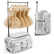 Dance Bag with Garment Rack, Glitter Silver 28 Dance Competition Must Haves Garment Bags for Travel, Costumes Rolling Garment Bag For Travel Collapsible Suitcase for Dancers Performers Recital