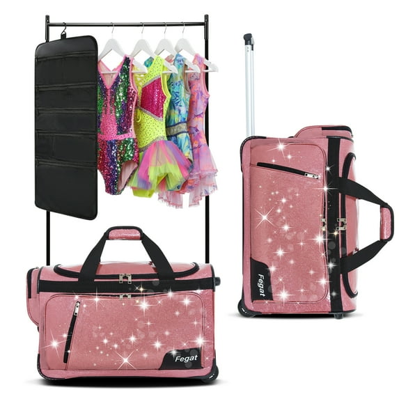 Fegat Dance Bag with Garment Rack-23"Glittering Rolling Competition Dance Travel Duffel Bag Lightweight Dance Bags for Cheerleader Dancers Athletes