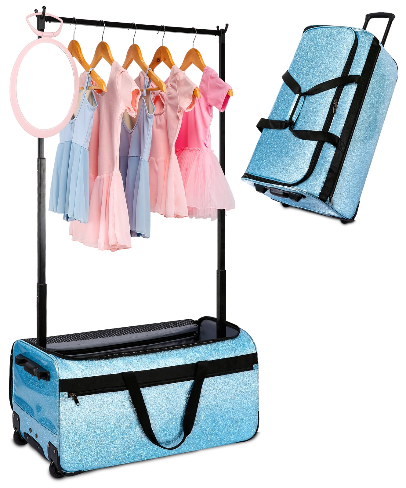 Dance Bag with Garment Rack, 28" Rolling Dance Competition Bag for Shows,Travel and Performances