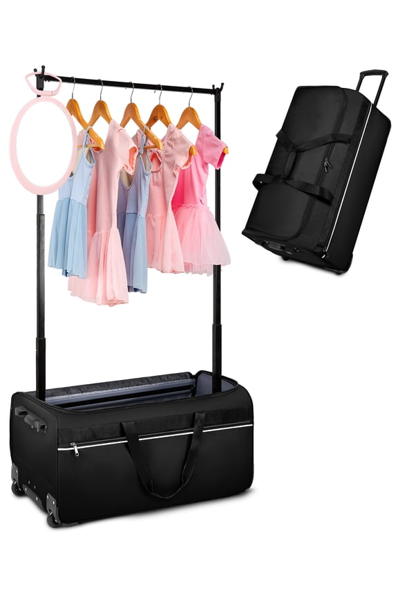 Dance Bag with Garment Rack, 28" Rolling Dance Competition Bag for Shows,Travel and Performances