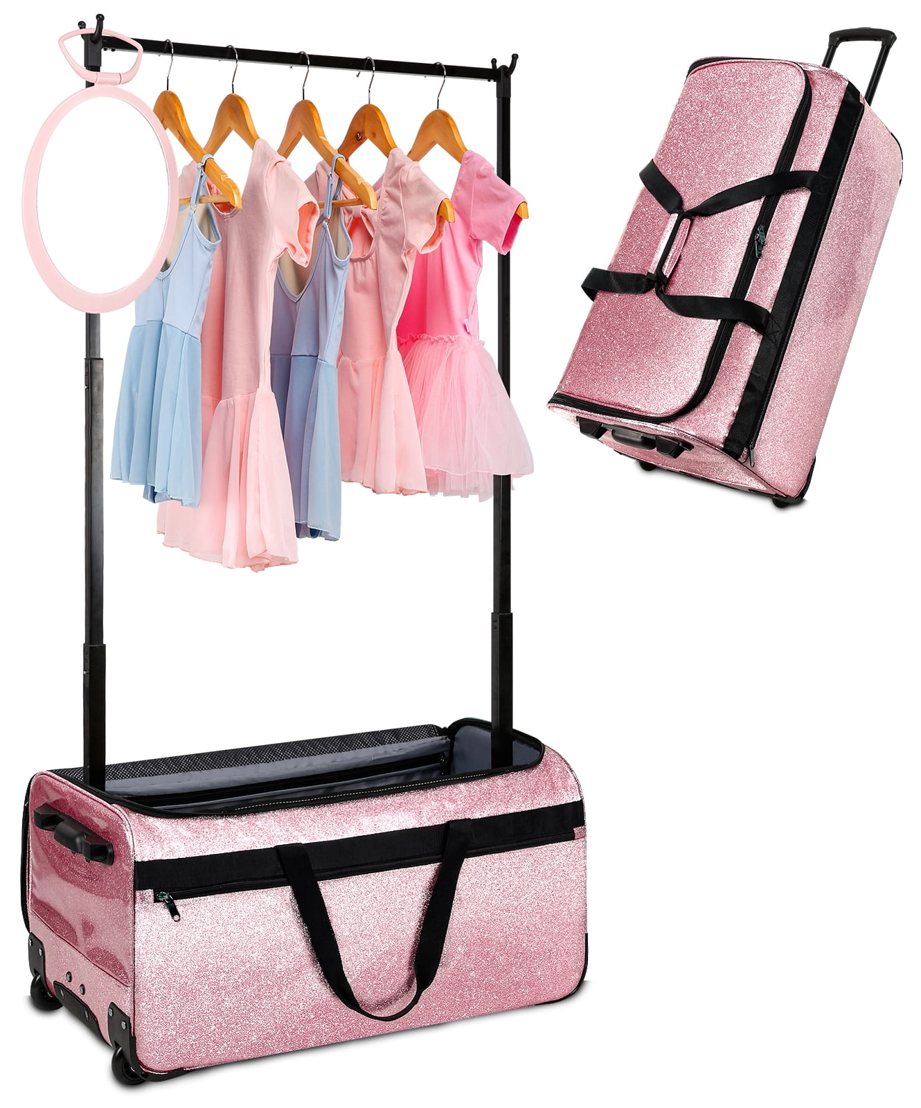 Dance Bag with Garment Rack, 28" Rolling Dance Competition Bag for Shows,Travel and Performances