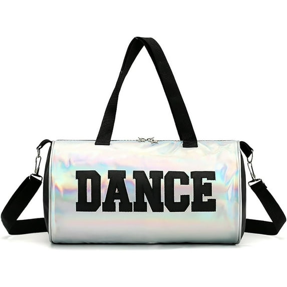 Dance Ballet Bag for Girls PU Mini Gym Bags Small Travel Duffel Bag Letters "DANCE" Bags for Dancers Girls Teens (Pink),Silver