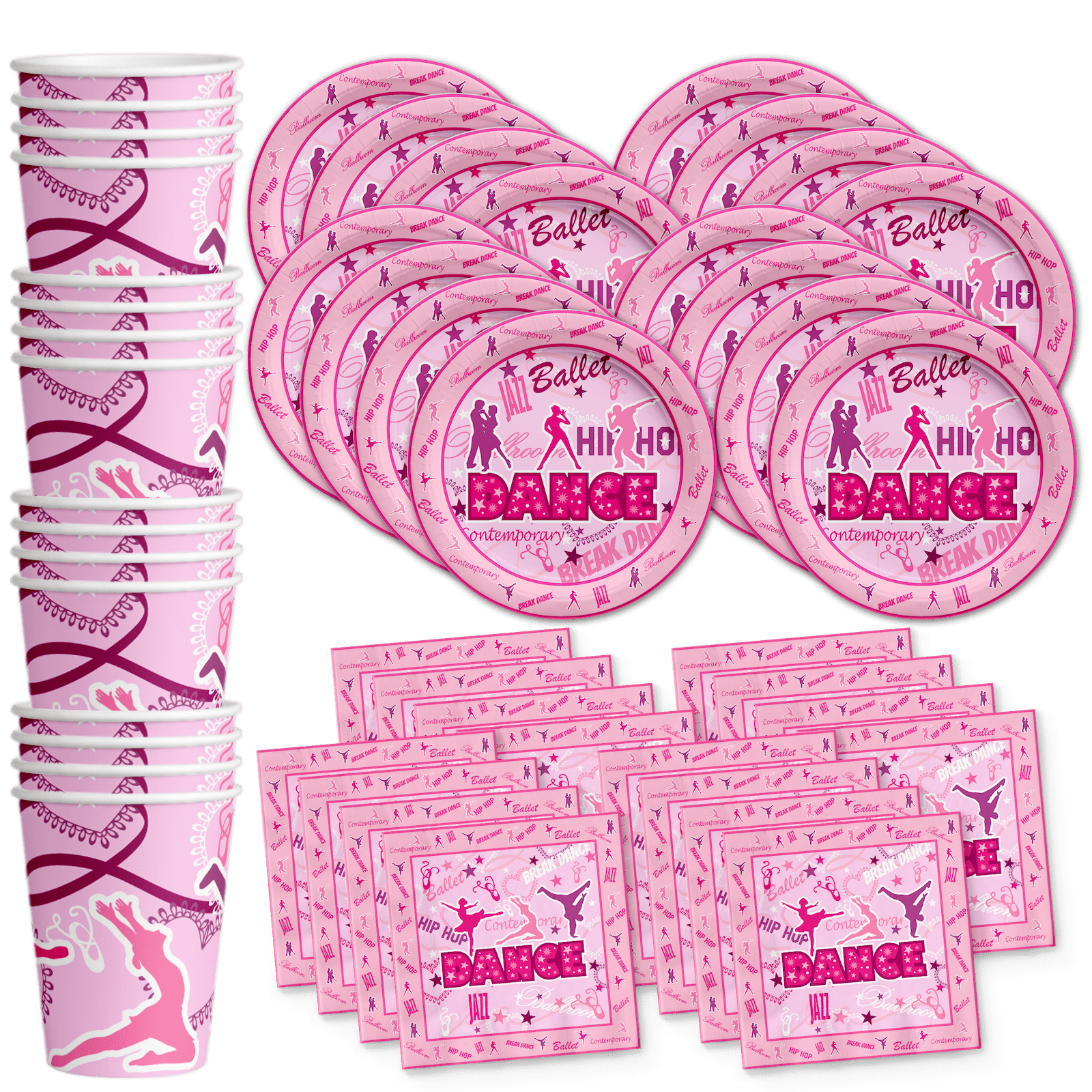 Dance Birthday Party Supplies Set Plates Napkins Cups Tableware Kit for