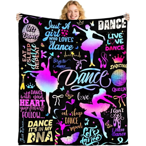 Dance Blanket Gifts for Women Girls, Dance Lovers Throw Blanket Super Soft Lightweight Travel Bed Sofa Blankets for Dancer Team Lovers Competition Accessories, 50 x 60 Inch