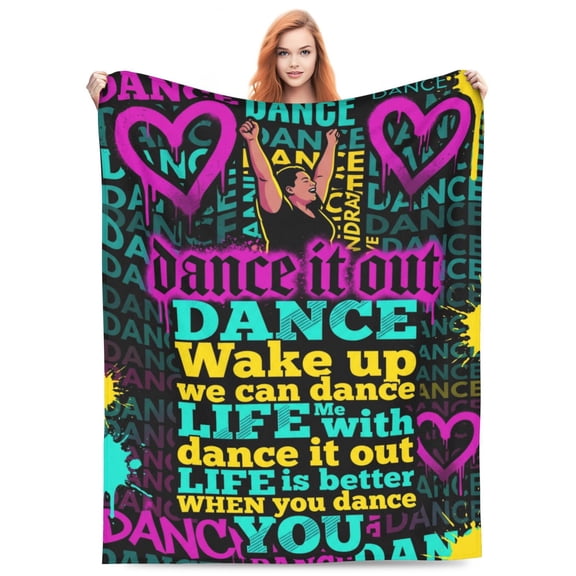 Dance Blanket, Hippie Graffiti Dance Life, Aesthetic Blanket for Couch Sofa Bed, Dancing Accessories Birthday Holiday Present 50x40