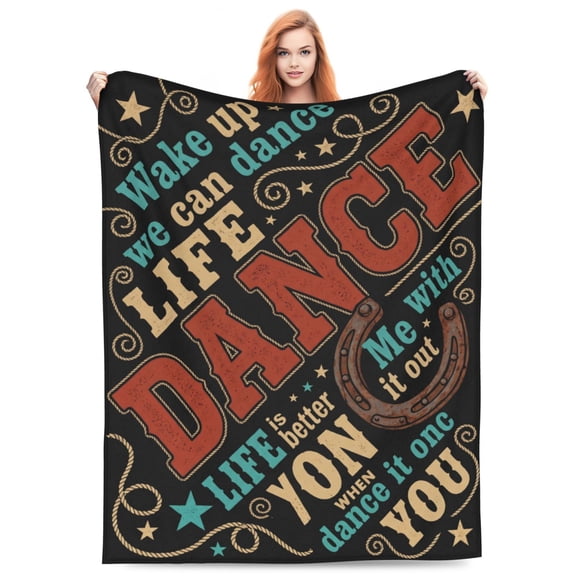 Dance Blanket, Hippie Graffiti Dance Life, Blankets Cute for Couch Sofa Bed, Dancing Accessories Birthday Holiday Present 50x40