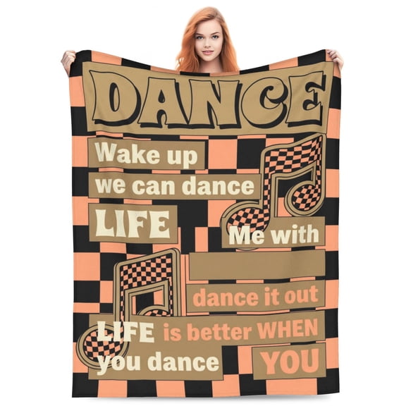 Dance Blanket,Hippie Graffiti Fuzzy Sherpa Blanket Dance Life Throw Blanket Soft Cozy Fluffy Plush Blanket 50x40