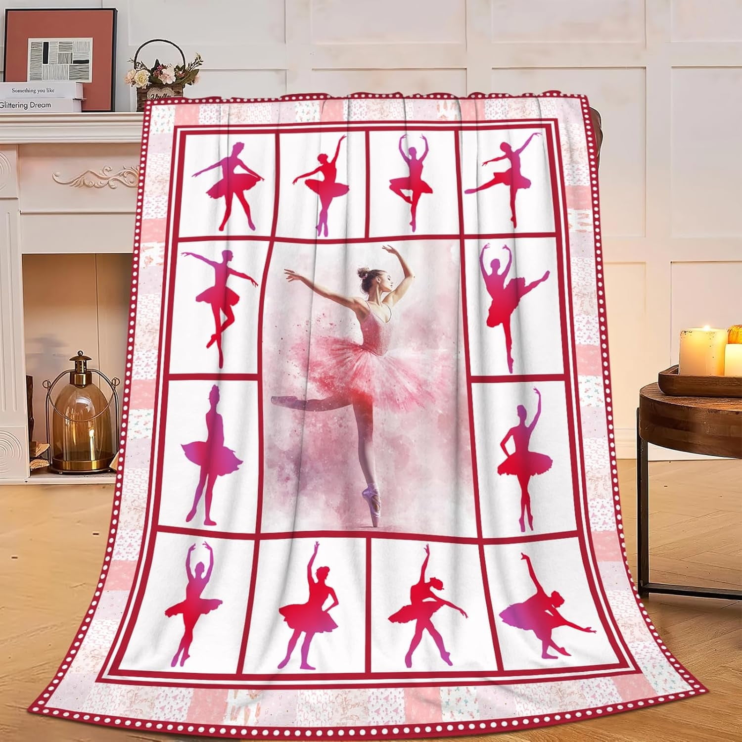 Dance Blanket Soft Warm Ballet Throw Blanket Dancer Gifts for Girls Women Cozy Plush Dance Team Stuff Lightweight Fleece Flannel Gifts Blankets for Kids Adults 60"X50"