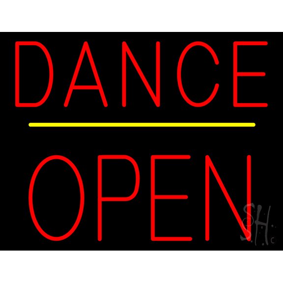 Dance Block Open Yellow Line LED Neon Sign 24" Tall x 31" Wide - inches Black Square Cut Acrylic Backing, with Dimmer - Premium built indoor Sign for Strip Club, Dance club, Dcor, Bar.