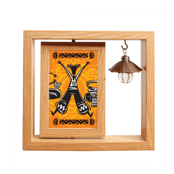 Dance Celebrate Mexico Totems Tambourine Wooden Rotating Picture Photo Frame 4x6