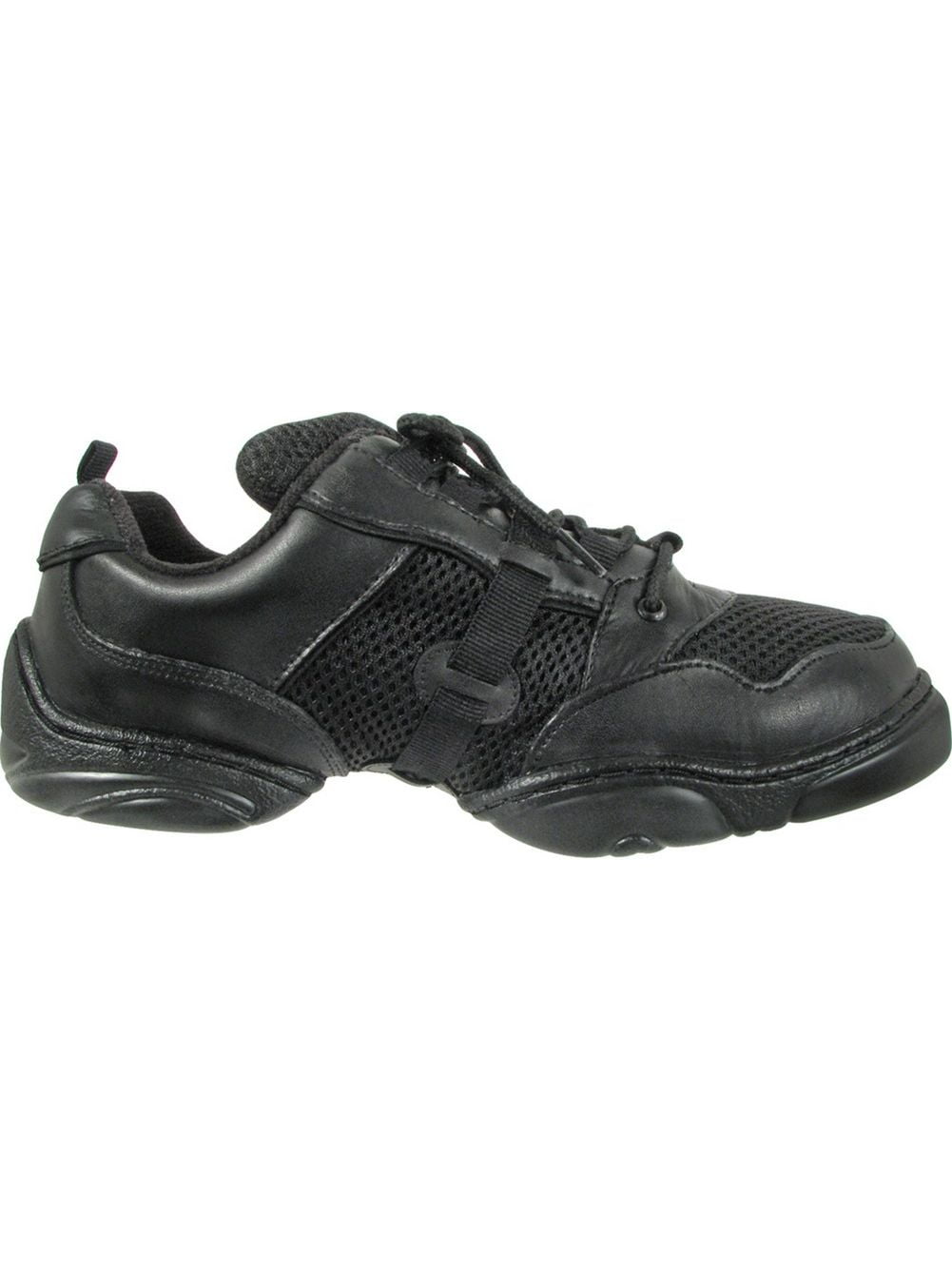 Black Leather Mesh Upper Split Rubber Sole Dance Jazz Sneakers 412 Womens