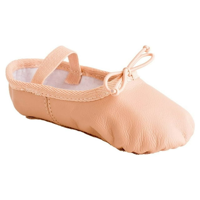 Dance Class, Girls Classic Pink Leather Ballet with One-Piece Sole Ballet Slippers, Toddler Girls
