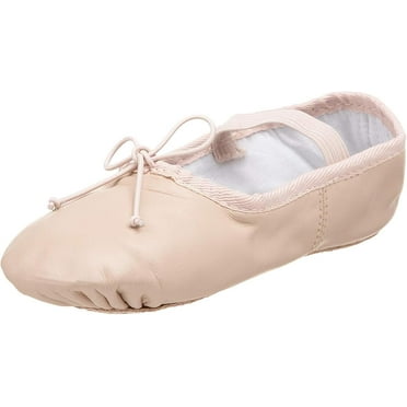 Dance Class, Girls Classic Pink Leather Ballet with One-Piece Sole for Little Girls & Boys