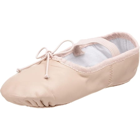 Dance Class, Girls Classic Pink Leather Ballet with One-Piece Sole for Little Girls & Boys
