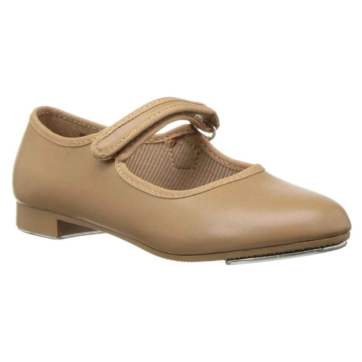 Dance Class Molly Jane Caramel Patent Tap Shoes with Hook-and-loop Strap for Toddler Girls Size 11.5