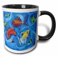 thumbnail image 1 of 3drose, Dance Club, Fish Swing and Swirl in Bright Colors, 11oz Two-tone Black Mug, 1 of 6