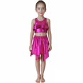 thumbnail image 1 of Dance for Girls Sequin Pink Dance Sleeveless Ruffles Top and Sparkly Skirt Outfit Set Girls Jazz Outfits for Dance Stage Performance Outerwear 7-9 Years, 1 of 3