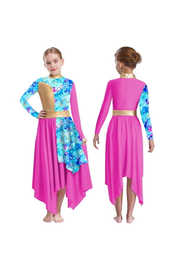 Dance Costumes Metallic Dress For Worship Liturgical Praise Lyrical Dance Ceremony Choir Stage Performance