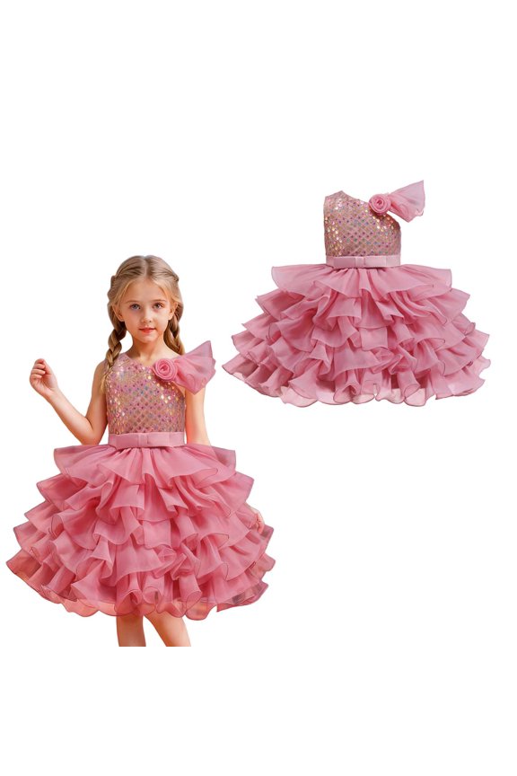 Dance for Girls Pink Sequin Dress Tulle Dance Dresses Dance Jazz Performance Dancewear 4-5 Years