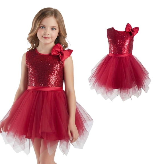 Dance Costumes for Girls Wine Sequin Dress Tulle Dance Dresses Dance Costumes Girls Sequin Outfit Dance Performance Outerwear 8-10 Years