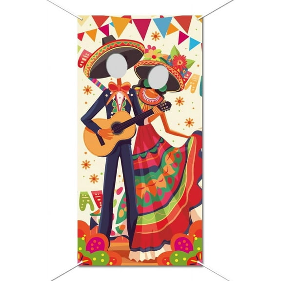 Dance Couple Photo Door Banner Fiesta Couple Photo Door Baner for Party Supplies Large Photography Backdrop Decor with Ropes DIY