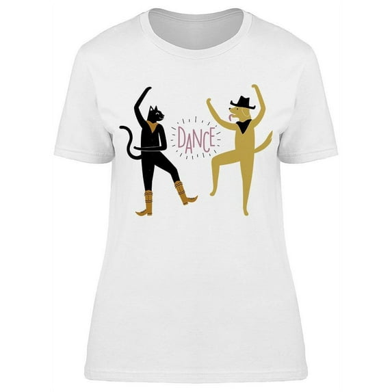 Dance Cowboy Cat And Dog T-Shirt Women -Image by Shutterstock, Female Medium