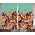 thumbnail image 1 of Ambesonne Modern Curtains 2 Panel Set, Youthful Polka Dotted Tshirts, 108" x 63", Multicolor, 1 of 3