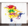thumbnail image 1 of Ambesonne Modern Curtains 2 Panel Set, Red Hair Fitness Girl Dancer, 108" x 90", Multicolor, 1 of 3