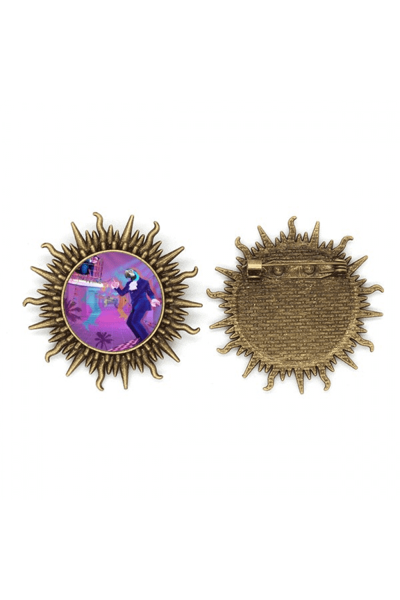 Dance DJ Fantasy Design Art Deco Fashion Metall Sonne Brosche Haken Pin