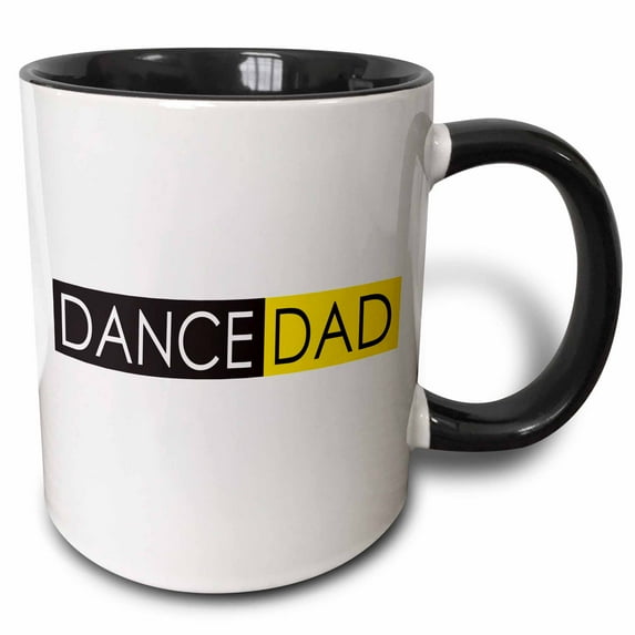 3drose, Dance Dad Yellow and Black, 11oz Two-tone Black Mug