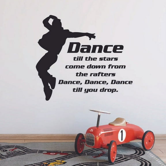 Dance Dance Dance Ballet Ballerina Motivation Quote Wall Sticker Art Decal for Girls Boys Room Bedroom Outdoor Sports Garage House Fun Home Decor Stickers Wall Art Vinyl Decoration Size (30x30 inch)