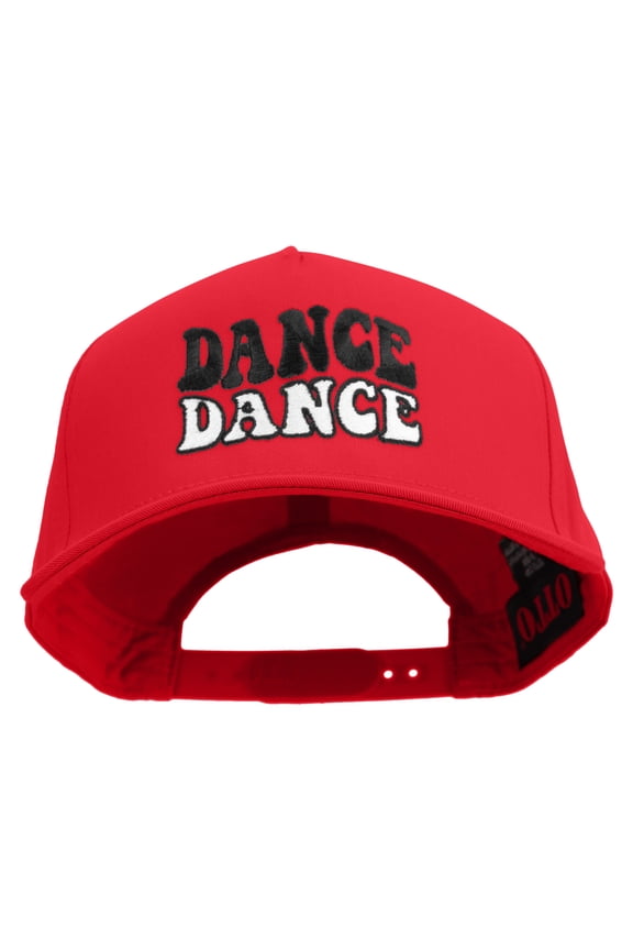 Dance Dance Embroidered Solid Cotton Twill 5 Panel Prostyle Snap Cap - Red OSFM
